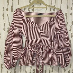 Striped Wrap Blouse
